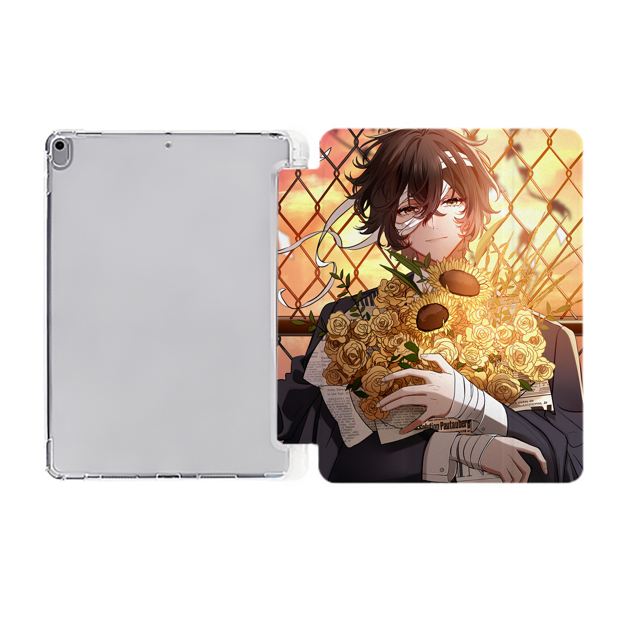 （画像用） 文豪ストレイドッグス Bungo Stray Dogs IPad ケース ペン収納付き 三つ折りスタンド PUレザー×シリコン 対応機種9.5/10.5/10.9インチ